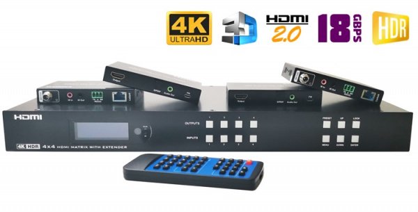 HDMI 2.0 матрица 4x4 с удлинением по UTP Dr.HD MA 446 EX90